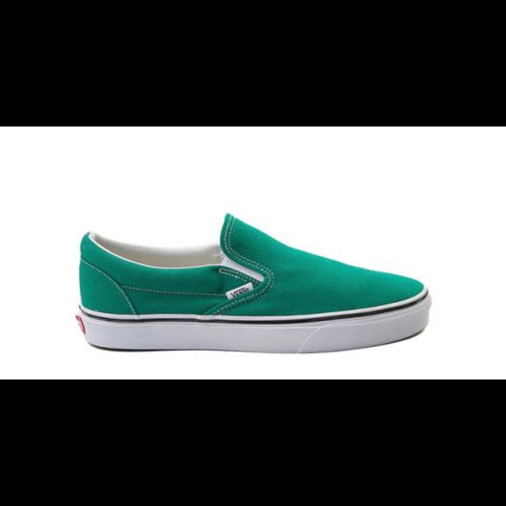 Brand new Size 7 unisex green Vans slip ons